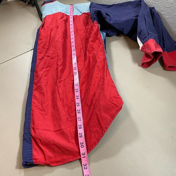 Chaps Mens Large Long Sleeve Stripes Collared Color Block Red White Blue - Picture 6 of 9